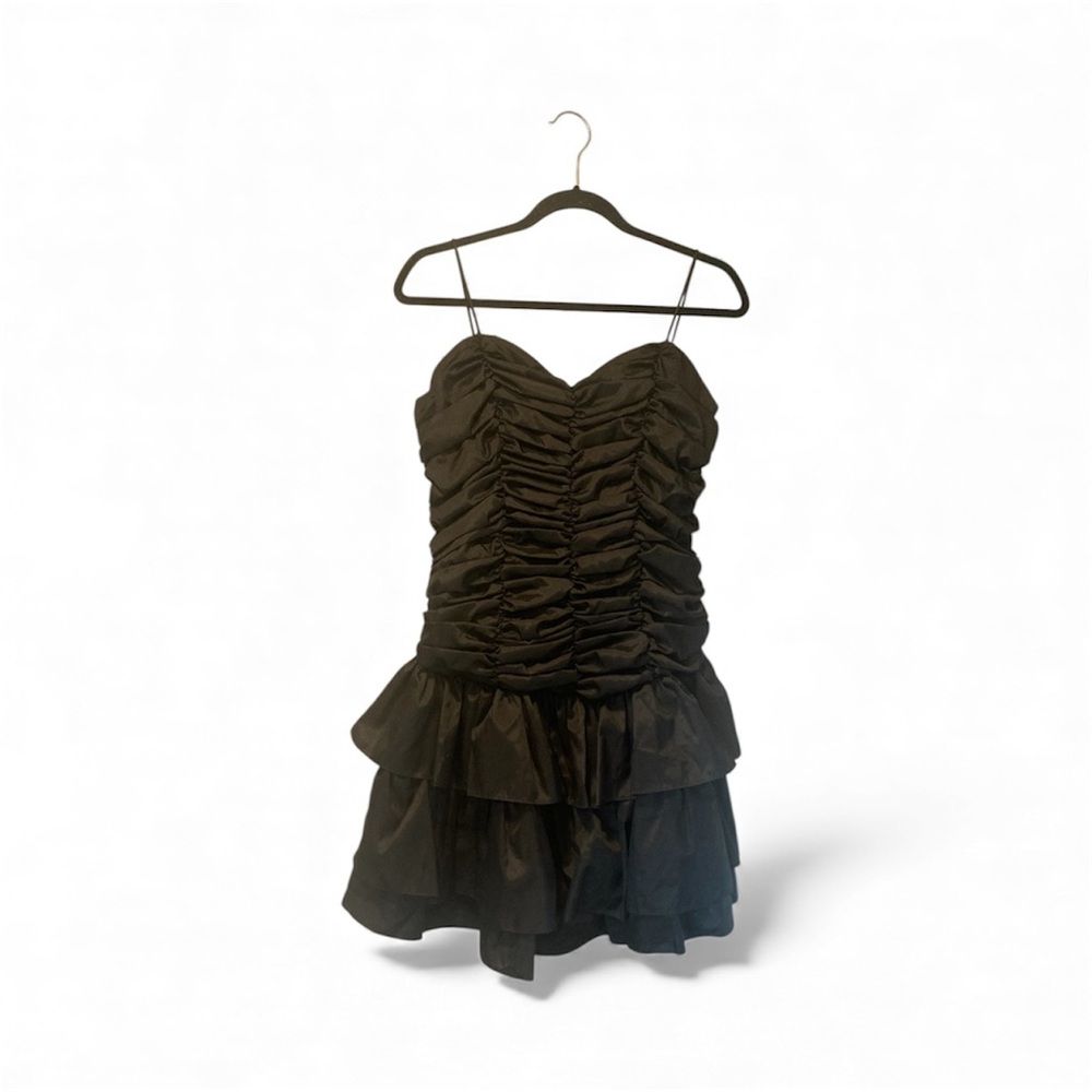 VTG Black Ruched Strappy Dress